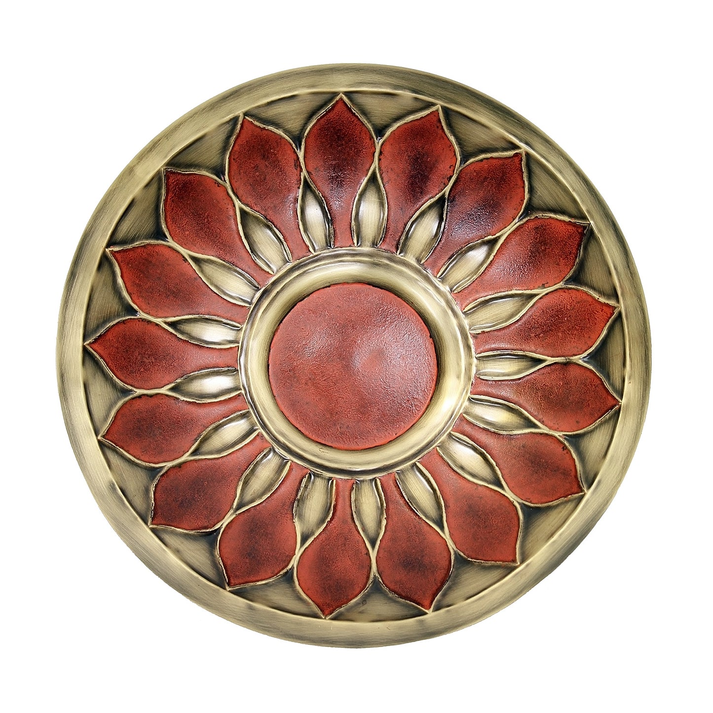 Red African Daisy Brass Birdbath