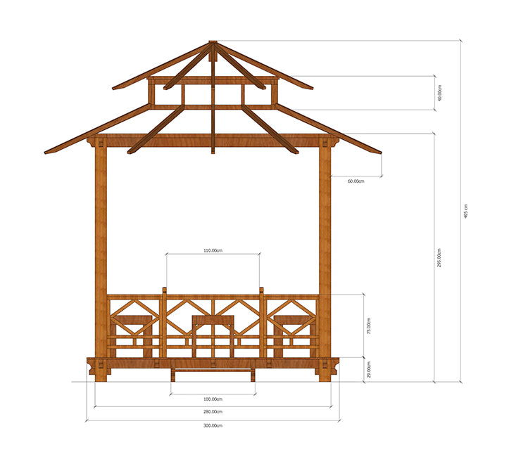 Solid Wood Furnished Balinese Gazebo