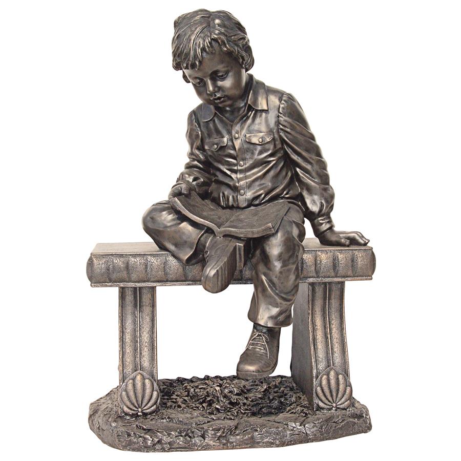 Boy Reading Book Garden Sculpture