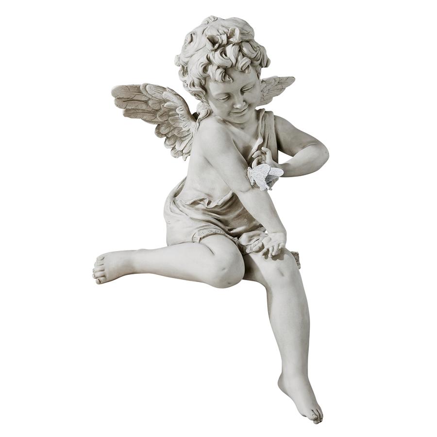Sitting Cherub with Butterfly Garden Statue