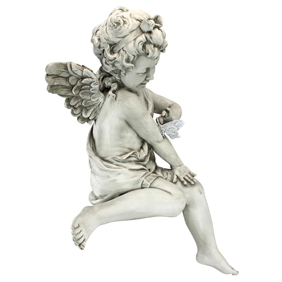 Sitting Cherub with Butterfly Garden Statue