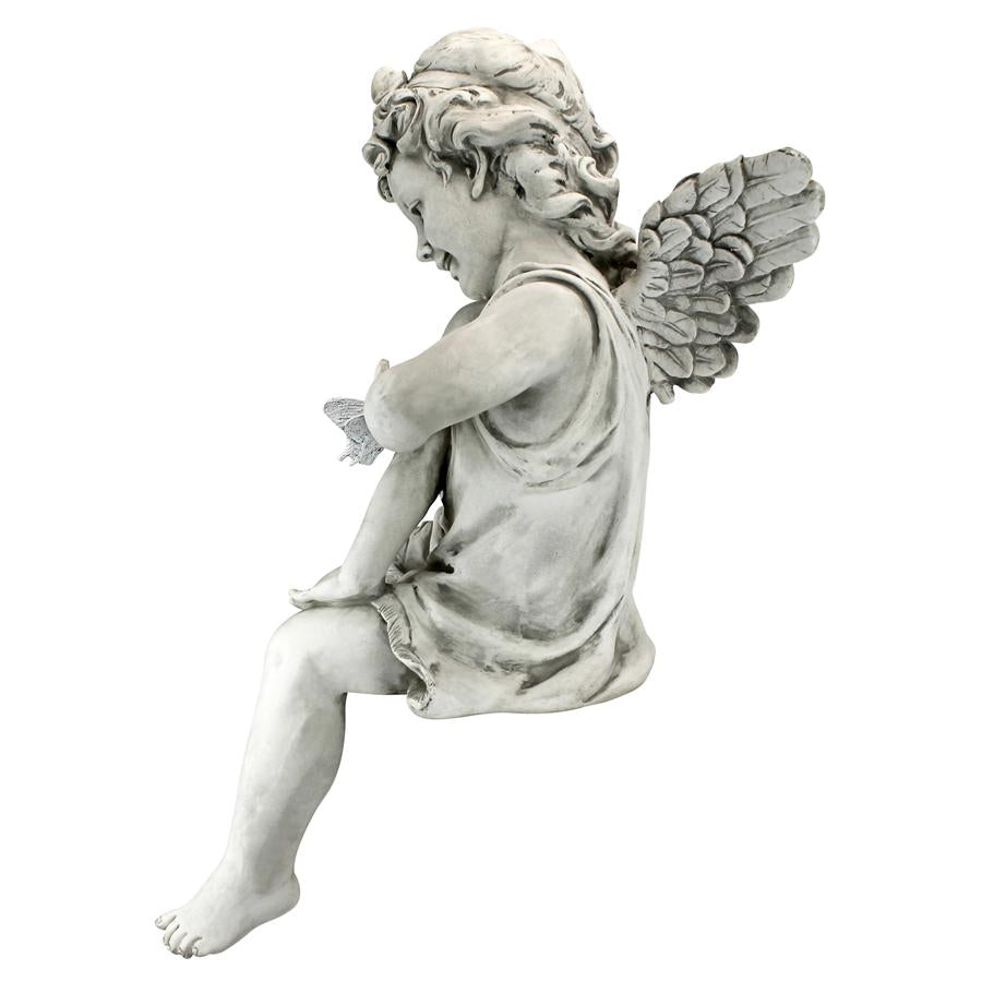 Sitting Cherub with Butterfly Garden Statue