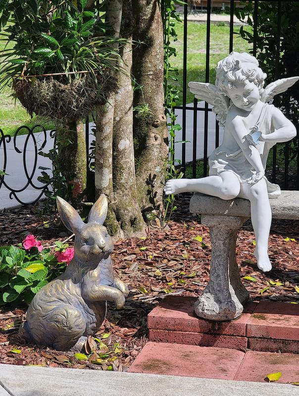 Sitting Cherub with Butterfly Garden Statue