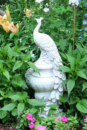 Royal Peacock on Urn Garden Sculpture