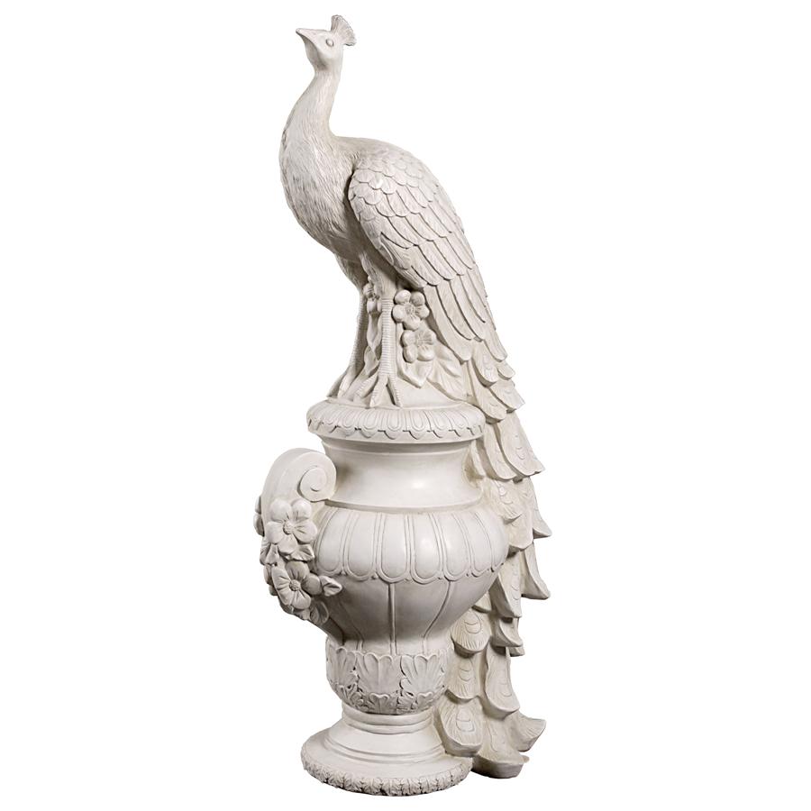 Royal Peacock on Urn Garden Sculpture