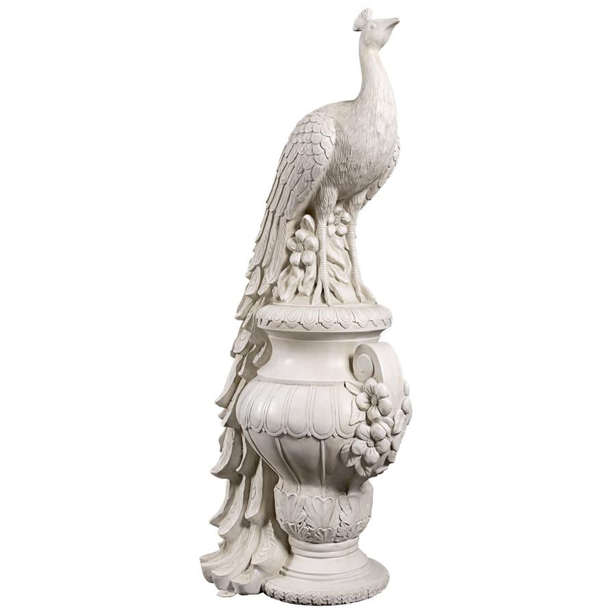 Royal Peacock on Urn Garden Sculpture