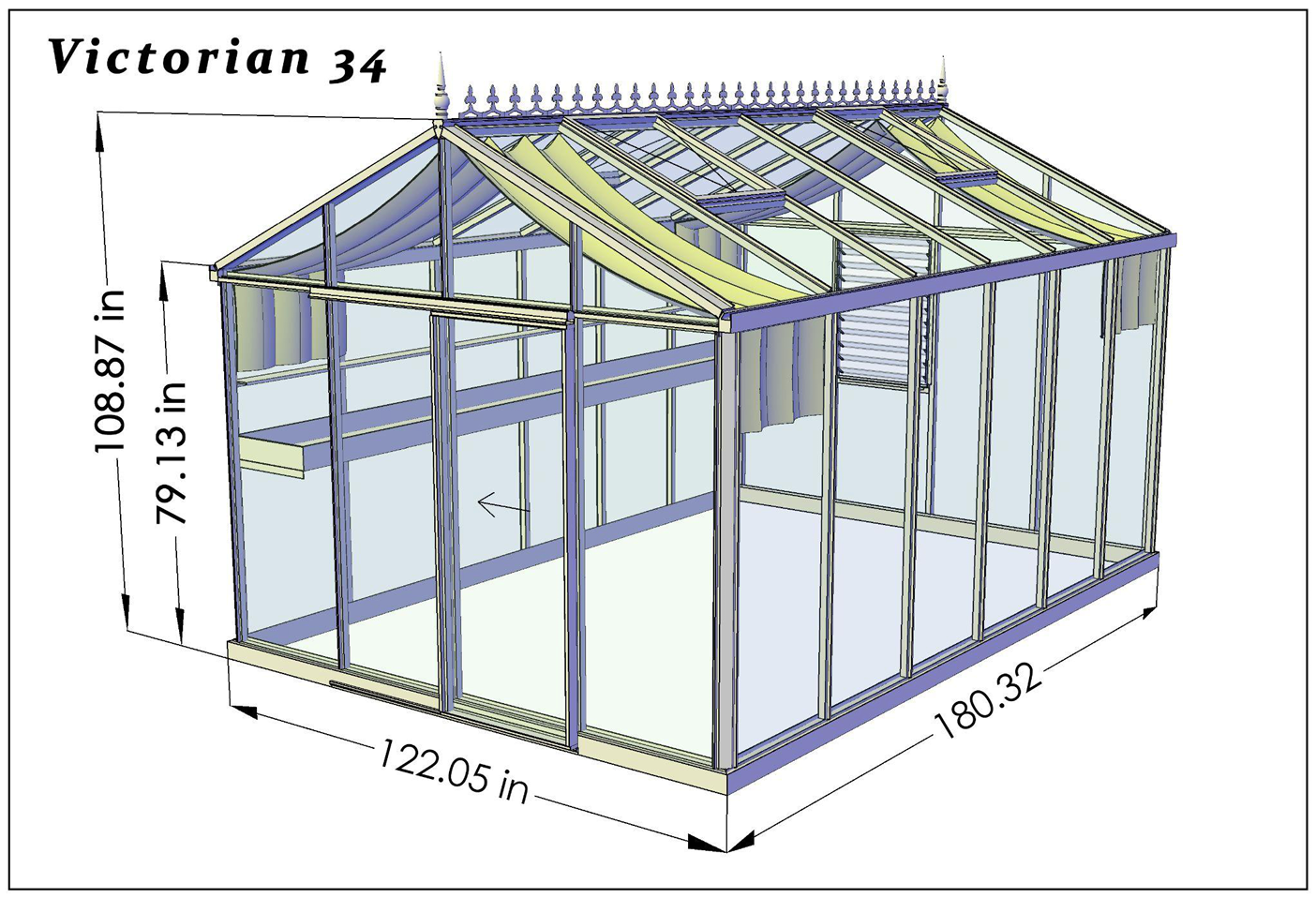 10'x15' Royal Victorian Glass Greenhouse (VI34)