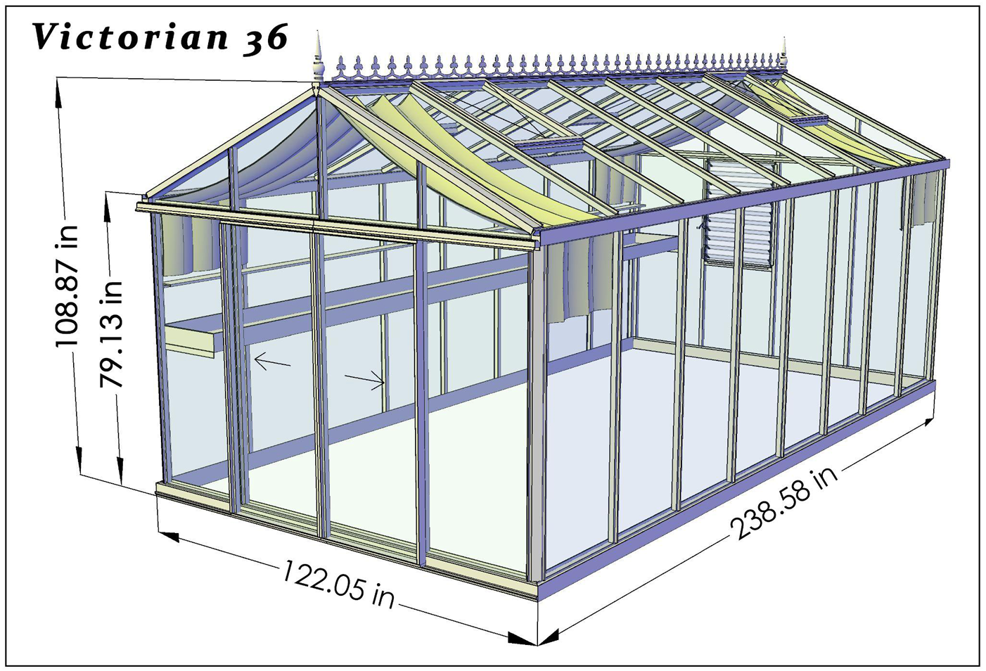 10'x20' Royal Victorian Glass Greenhouse (VI36)