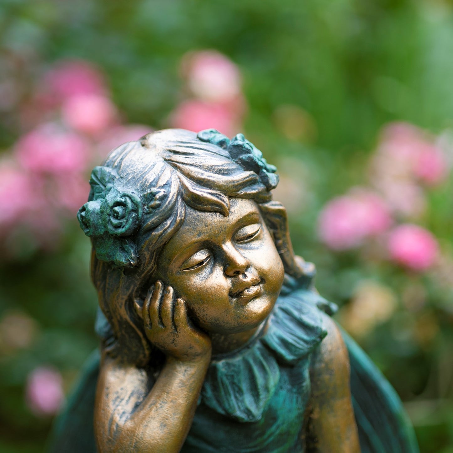 Gardenia - Fairy Sitting on Flower Garden Statue