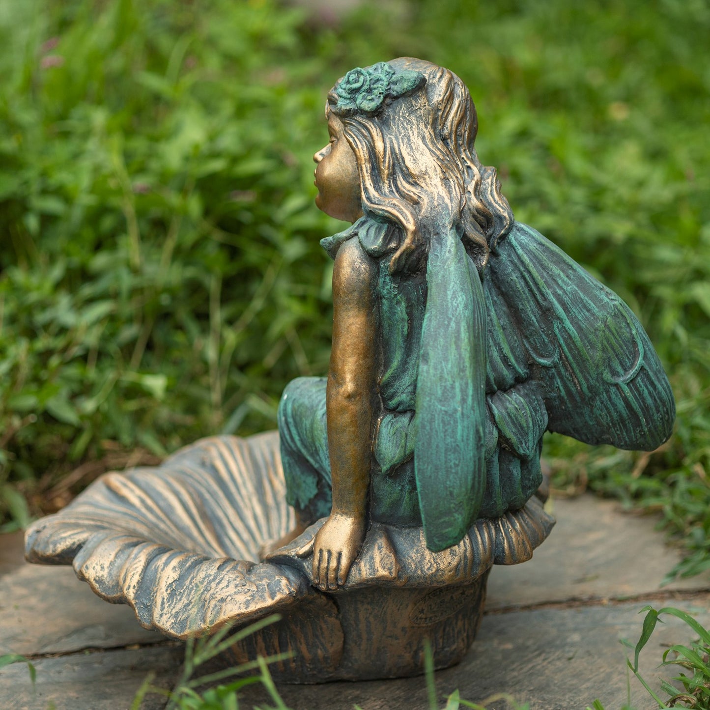 Gardenia - Fairy Sitting on Flower Garden Statue