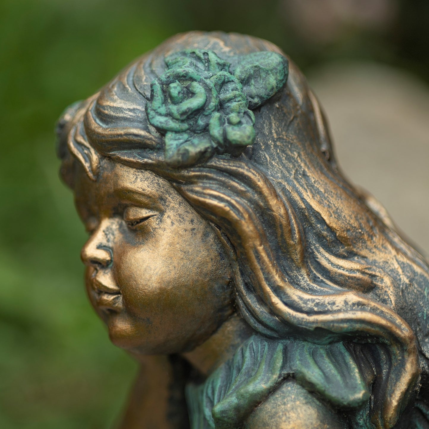 Gardenia - Fairy Sitting on Flower Garden Statue