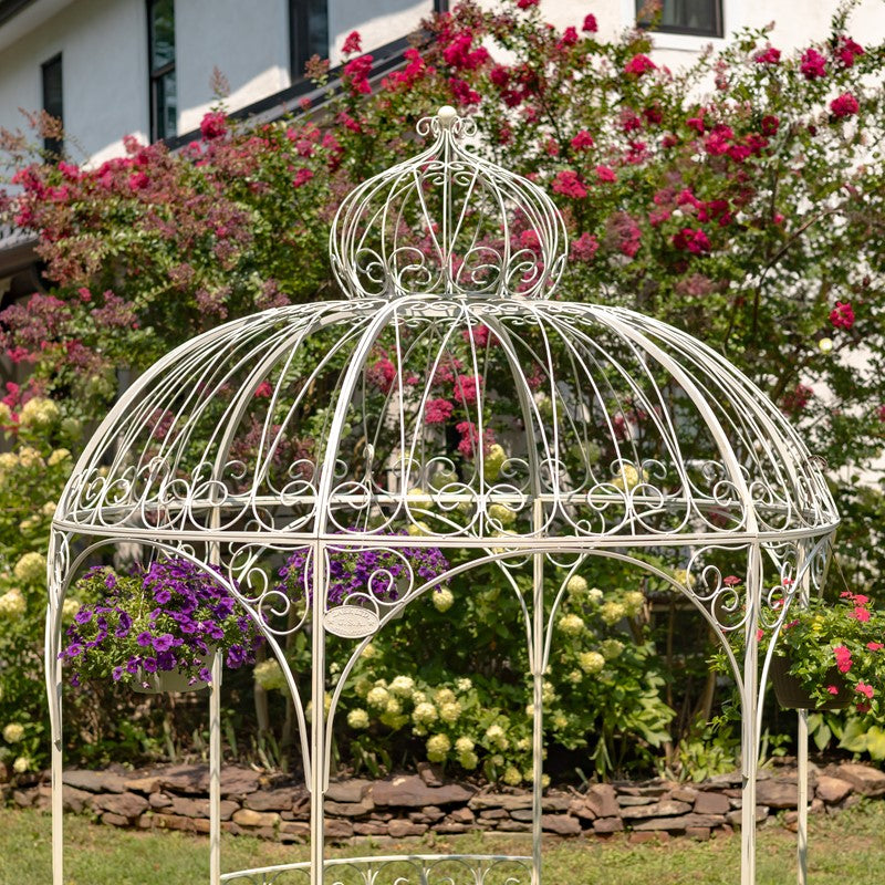 Round Iron Garden Gazebo with Dome Roof