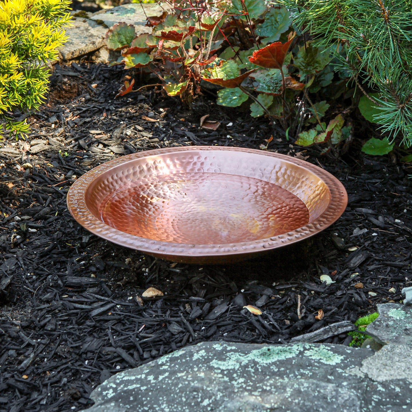 Hammered Solid Copper Birdbath