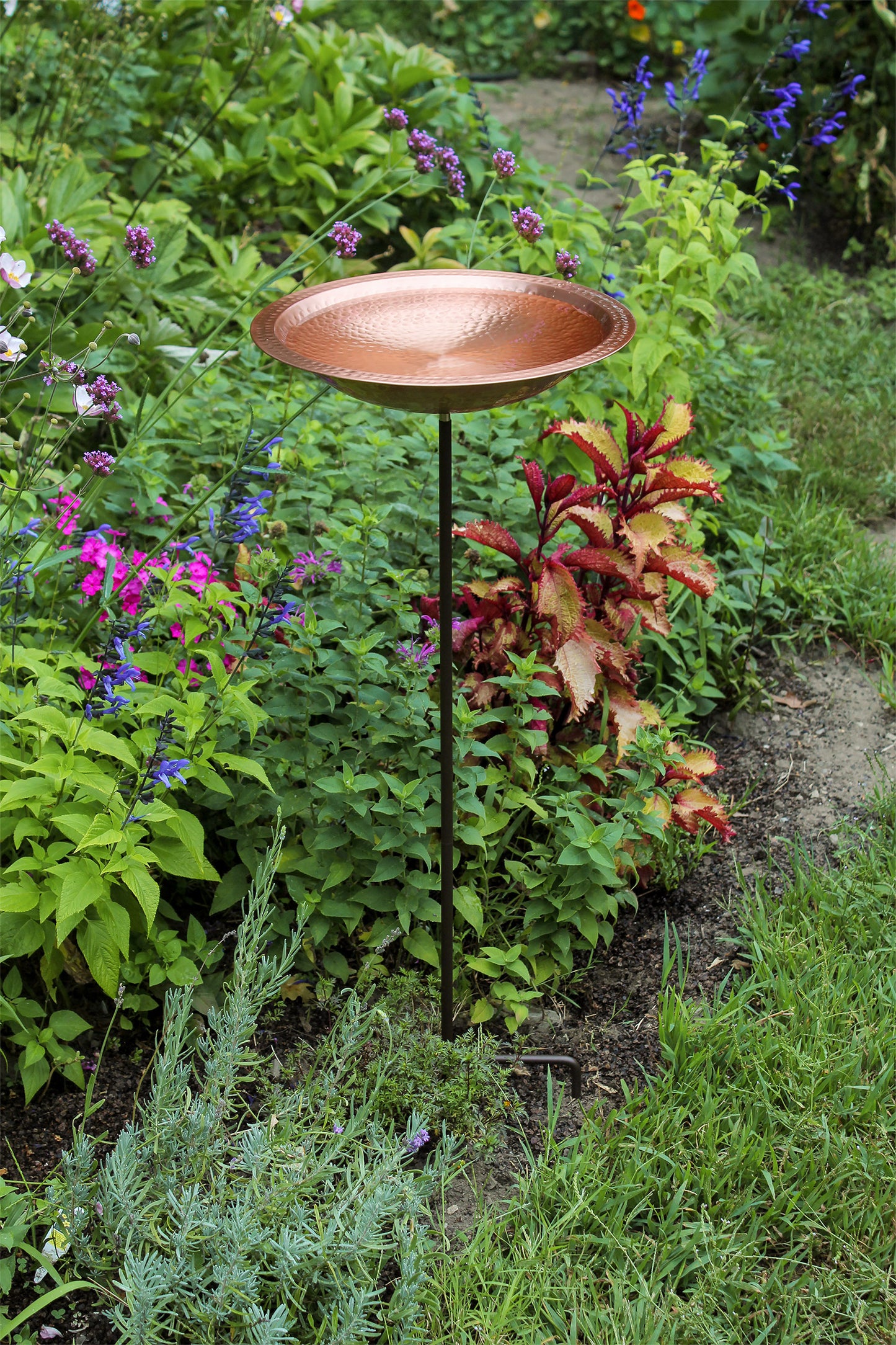 Hammered Solid Copper Birdbath