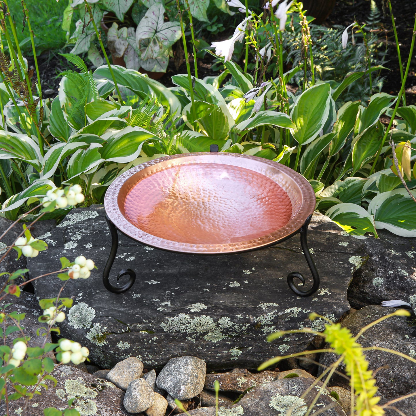 Hammered Solid Copper Birdbath