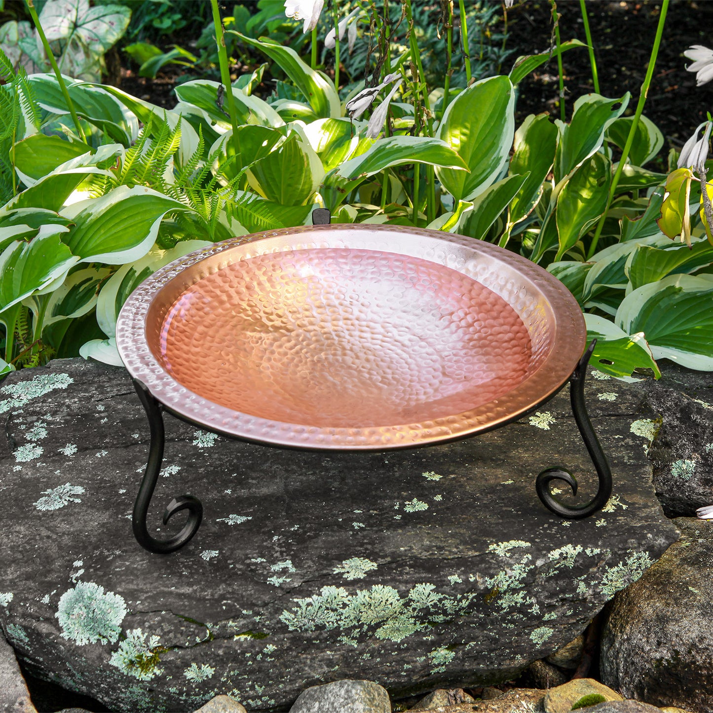 Hammered Solid Copper Birdbath