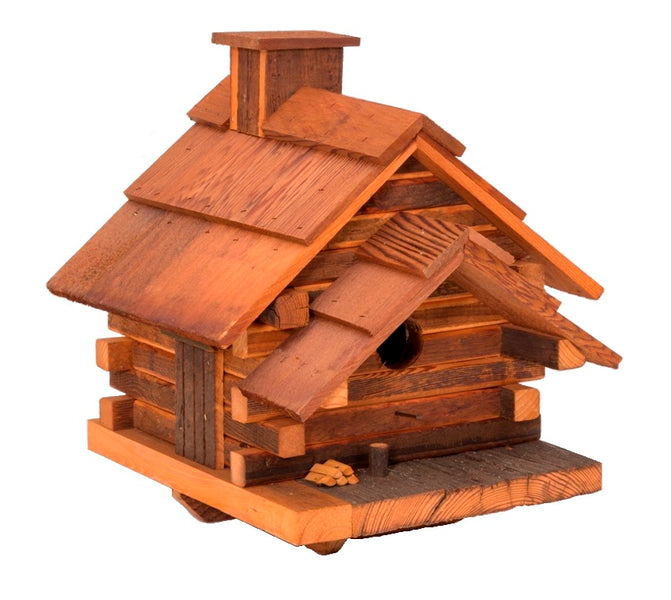 Cedar Log Cabin Birdhouse