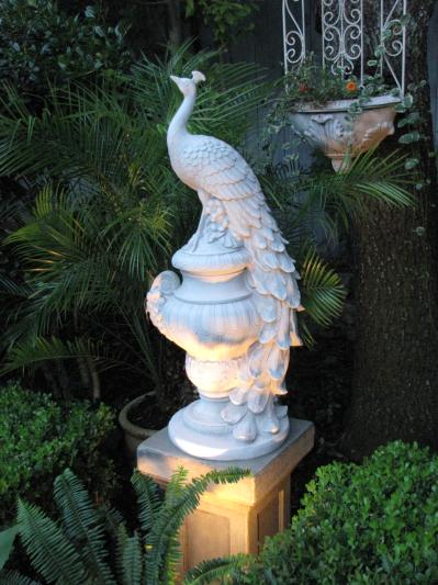 Royal Peacock on Urn Garden Sculpture