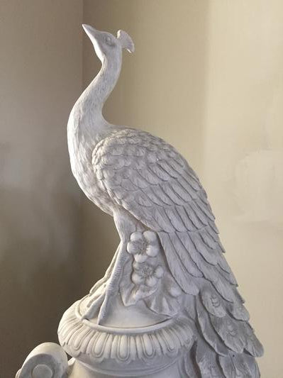 Royal Peacock on Urn Garden Sculpture
