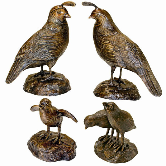 Solid Bronze California Quails Family