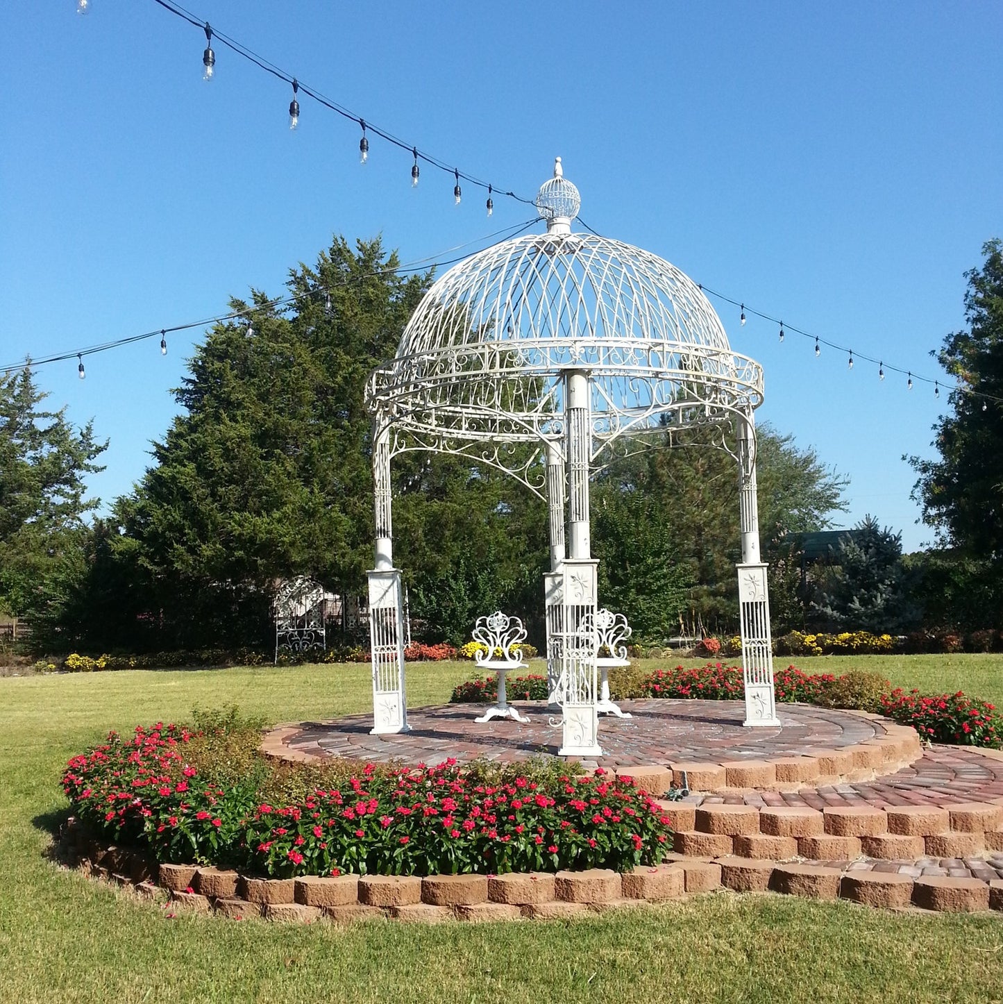 Valiko Round Iron Garden Gazebo - Antique White