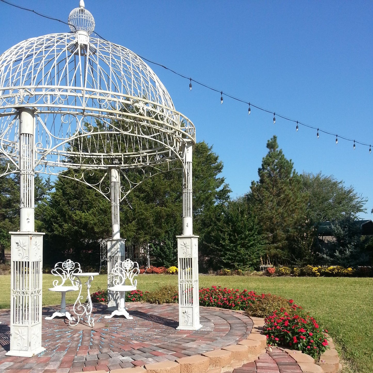 Valiko Round Iron Garden Gazebo - Antique White